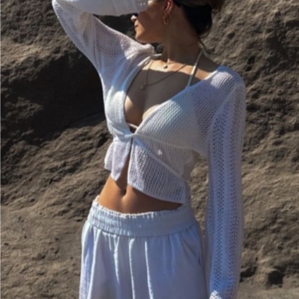 Meshki White Knit Swim Coverup new with tags